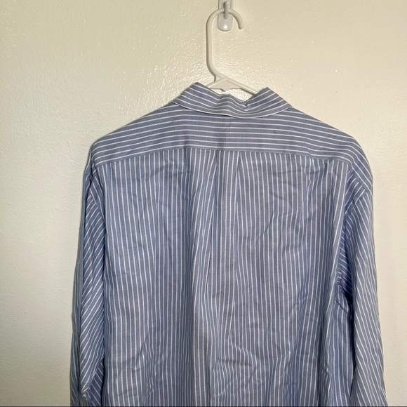Ralph Lauren Button Down Oxford Dress Shirt Blue White Stripes - Picture 10 of 11